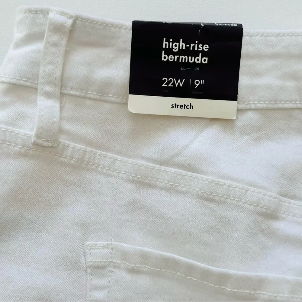 AVA & VIV Shorts White High Rise No Gap Waist Bermuda Denim Jean Plus 22W NEW - Picture 7 of 12